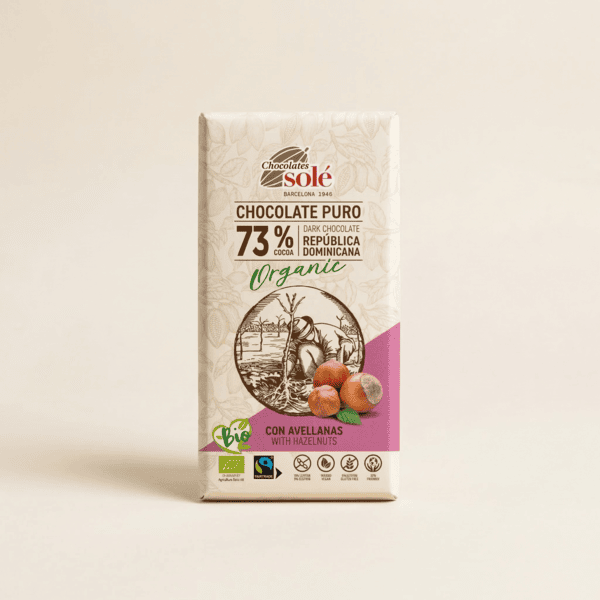 Chocolate 73% con Avellanas ECO 150g Chocolates Solé