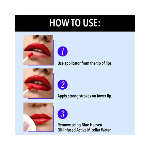Blue Heaven Hyper Stay Liquid Lipstick - 08 Hot Pink | Weightless Matte Coverage (6ml) - Image 3