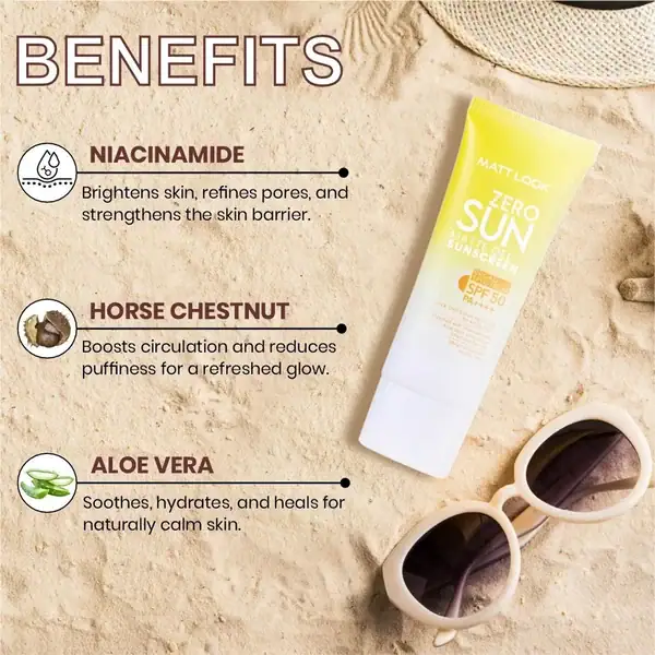 Matt Look Zero Sun Matte Gel Sunscreen – Broad Spectrum SPF 50 PA++++ (50g) - Image 5