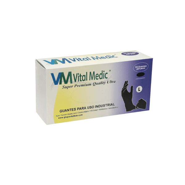 Guantes de Nitrilo Negros HQ | Caja x 50 Pares Industrial – Médico - Imagen 2