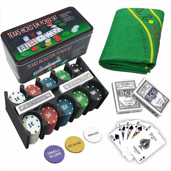 Set de Póker Tipo Casino Texas Holdem | Juego de Mesa Interactivo con Fichas y Cartas - Imagen 2