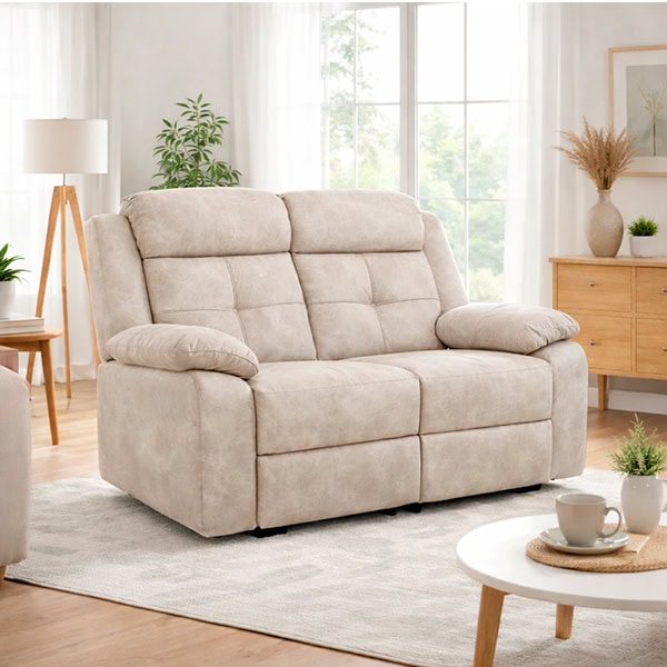 SOFÁ 2 PLAZAS. TAPIZADO BEIGE (HILO CONTRASTADO)