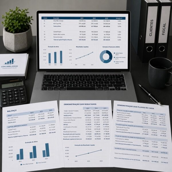 Automatização de demonstrações financeiras com balanço, resultados e fluxos de caixa