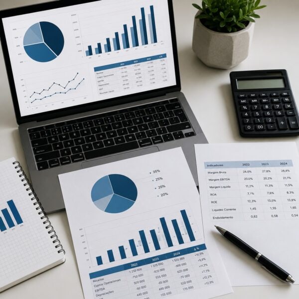 Avaliação económica e financeira de empresas com análise de margens, liquidez e endividamento
