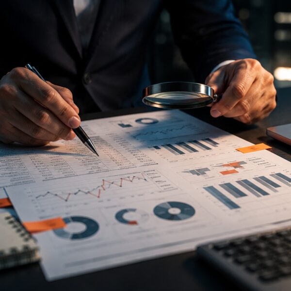Diagnóstico económico e financeiro com análise de indicadores, gráficos e desempenho empresarial