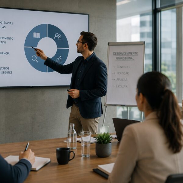 Formação profissional especializada com apresentação sobre desenvolvimento de competências