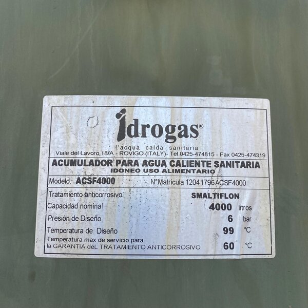 deposito acumulador para agua caliente sanitaria 4000l
