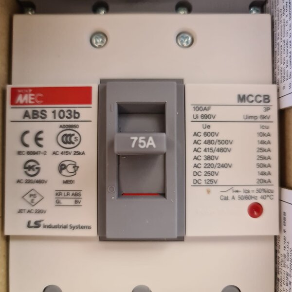 interruptor diferencial ls circuit braker abs 103b 75a 3 polos