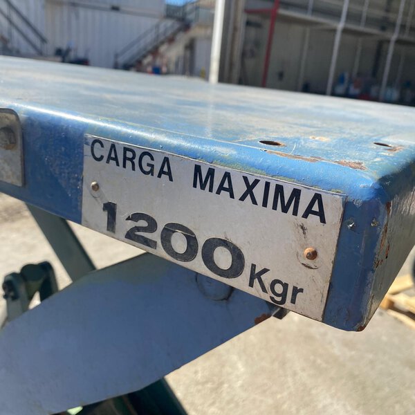 mesa elevadora hidráulica industrial 1200 kg | 164x60 cm | altura máxima 105 cm