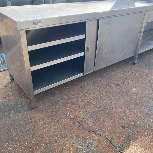 mesa industrial inox 3,40m con fregadero manos libres – cocina profesional