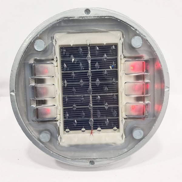 baliza led solar de señalización vial mitra 3+3 led