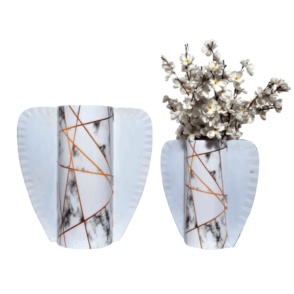 gold metal flower vase