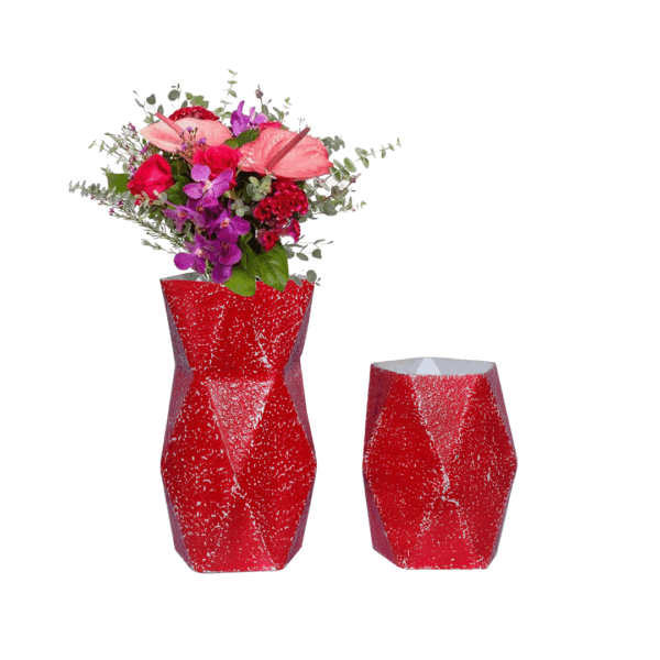 Red Beaded Vase Set