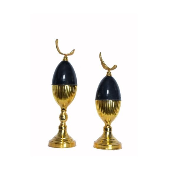 Black & Gold Decorative Iron Home Décor Accents – for Living Room, Mantel, or Shelf (Set of 2)