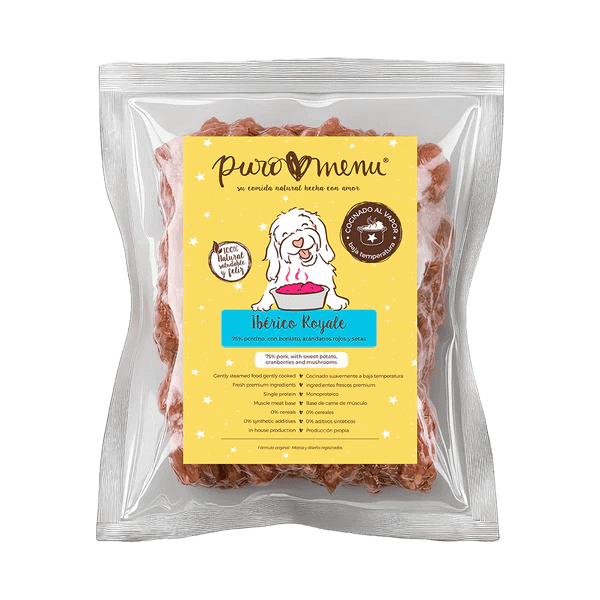 Cocinado: Men&uacute; Ib&eacute;rico Royale (Cerdo/Jabal&iacute;) Congelado Cocinado para perro, detalle