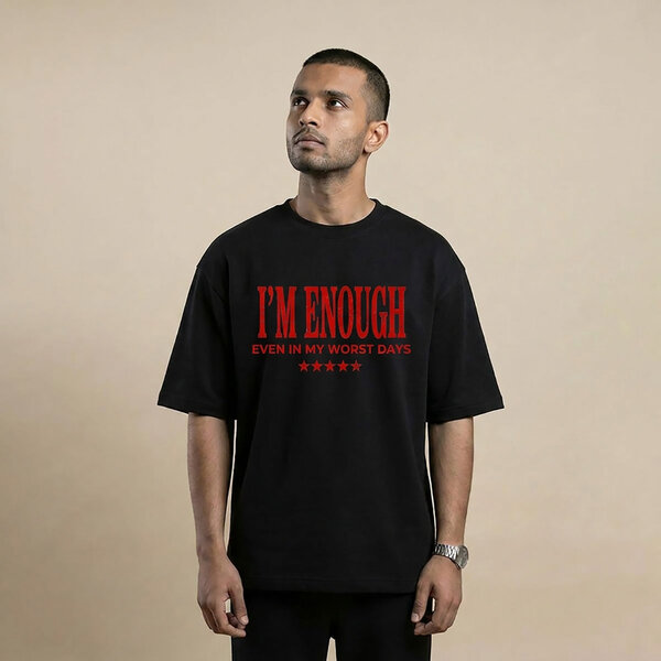 I’m Enough Oversized T-Shirt – Motivational 240 GSM Premium Cotton Tee - Image 3