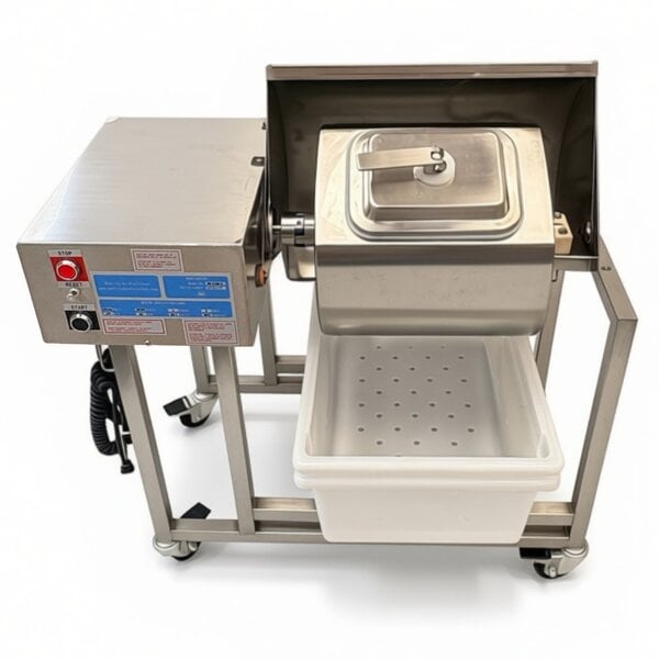 Quality Industries by Stainless 220V Commercial Marinator with Safety Cover, MaxBox and Plastic Tubs