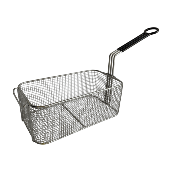 Quality Industries Fryer Basket, Stainless Steel, Black PC Round Handle,