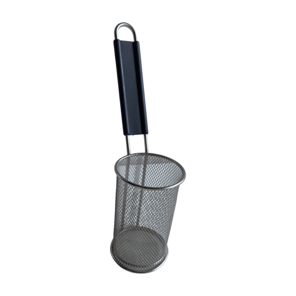 Pasta Basket, Stainless Steel, Round, Black Handle, 90mm Diameter, 145mm Height