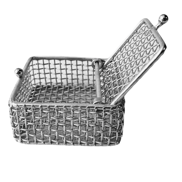 Mini Parts Washing Basket, Stainless Steel, Ball Clasp, 67x67x33mm - Image 3