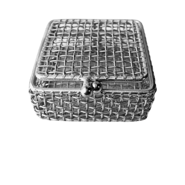 Mini Parts Washing Basket, Stainless Steel, Ball Clasp, 67x67x33mm