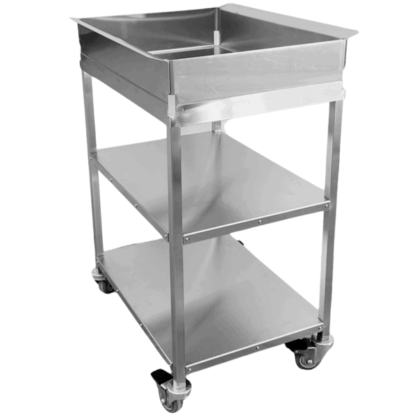 Quality Industries Landing Cart with Swiveled Caster Kit with Brakes, 27" x 22" x 38", Stainless Steel - Commercial Kitchen Appliance