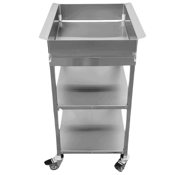 Quality Industries Landing Cart with Swiveled Caster Kit with Brakes, 27" x 22" x 38", Stainless Steel - Commercial Kitchen Appliance - Image 2