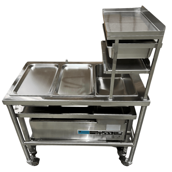 Quality Industries Sifter Table, Tall, 43.3" x 25" x 56.5", SS, Swiveled Caster Kit with Brakes - Commercial Kitchen Appliance - Image 7