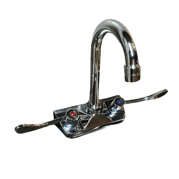 Wing Handle Faucet, Stainless Steel, 11.75"x5"x10", Hot/Cold Indicators