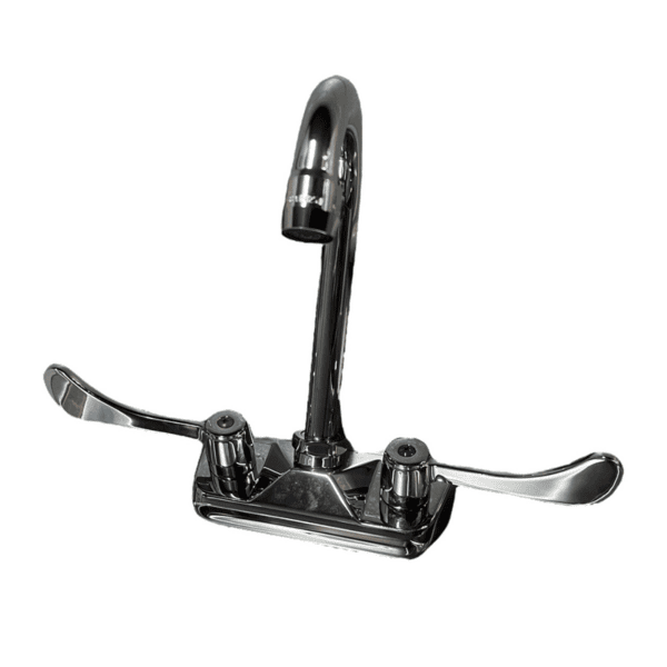 Wing Handle Faucet, Stainless Steel, 11.75"x5"x10", Hot/Cold Indicators - Image 5