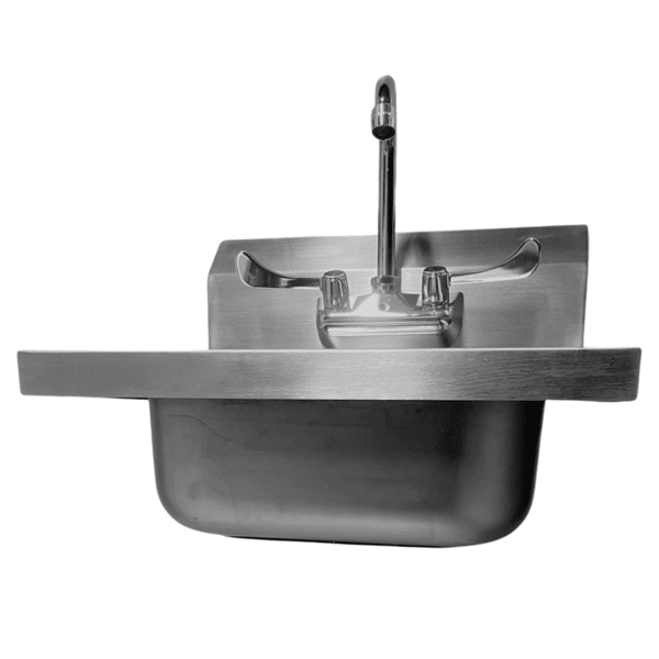Wing Handle Faucet, Stainless Steel, 11.75"x5"x10", Hot/Cold Indicators - Image 4