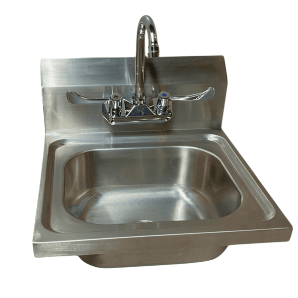 Wing Handle Faucet, Stainless Steel, 11.75"x5"x10", Hot/Cold Indicators - Image 2
