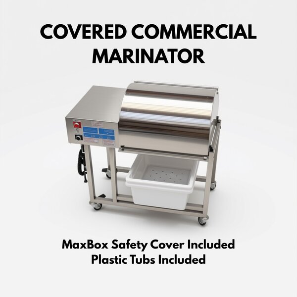 Quality Industries by Stainless 120V Commercial Marinator with Safety Cover, MaxBox and Plastic Tubs - Image 5