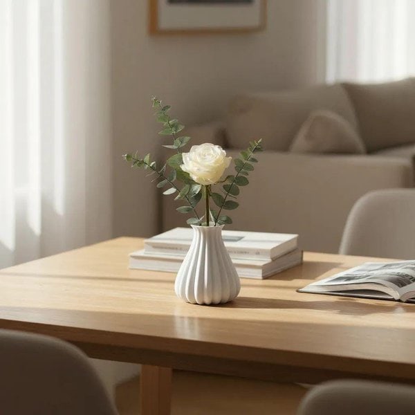 Modern Fluted Vase: Minimalist Table Centerpiece - Image 4