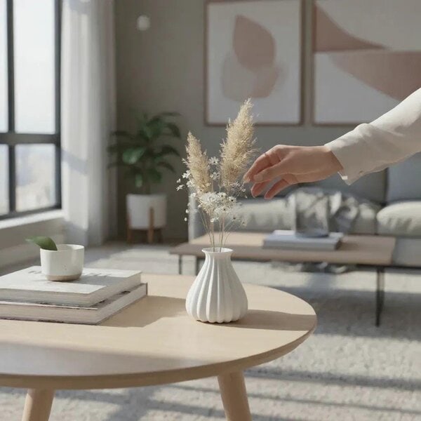 Modern Fluted Vase: Minimalist Table Centerpiece - Image 5