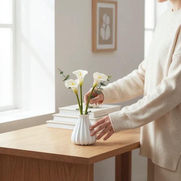 Modern Fluted Vase: Minimalist Table Centerpiece - Image 7