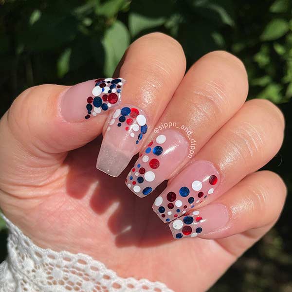 Patriotic polka dot nails