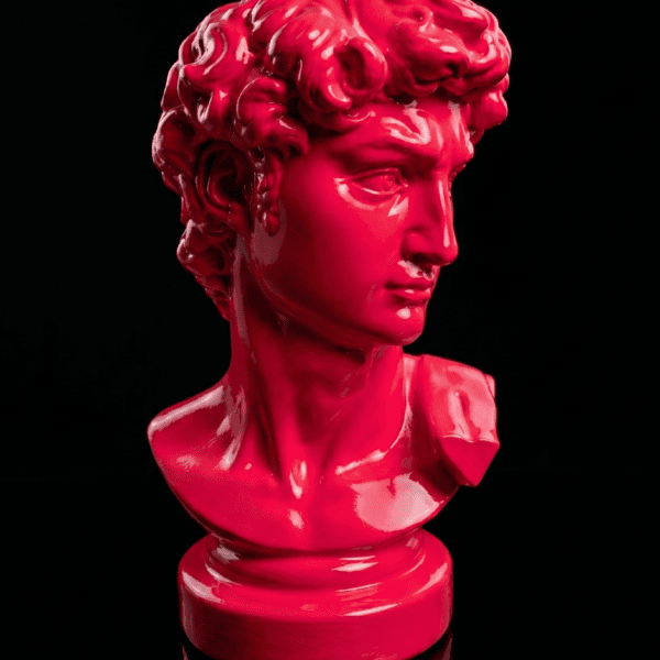 Busto David de Miguel Ángel en color Azul Neón con acabado brillante High Gloss - Edición Sculptura Nova.