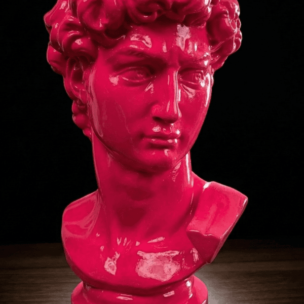 Busto David de Miguel Ángel en color Azul Neón con acabado brillante High Gloss - Edición Sculptura Nova.