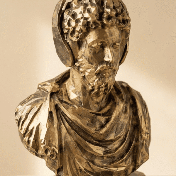 Busto Marco Aurelio Poligonal | Black, Gold & Headphones
