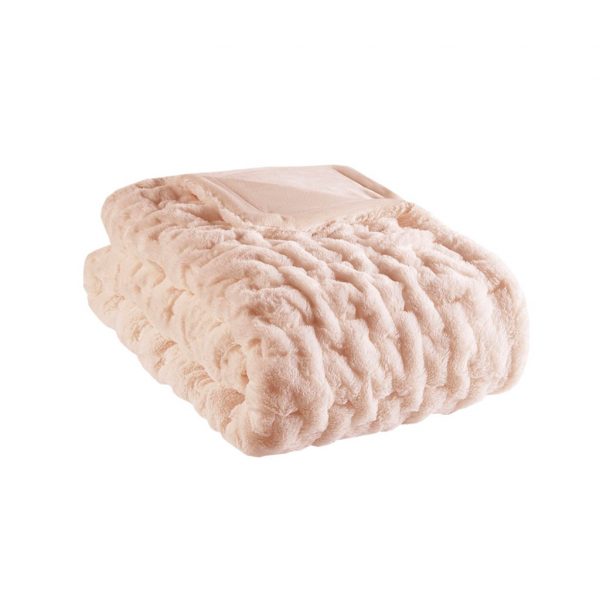 Madison Park Ruched Mink Faux Fur Throw - Image 6