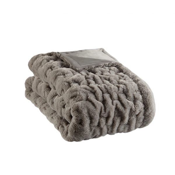 Madison Park Ruched Mink Faux Fur Throw - Image 8