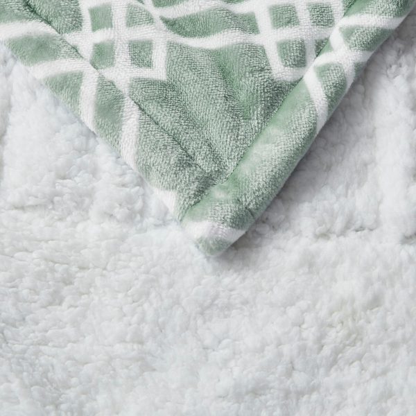 Serta Geometric Printed Plush To Sherpa Heated Throw - Image 18