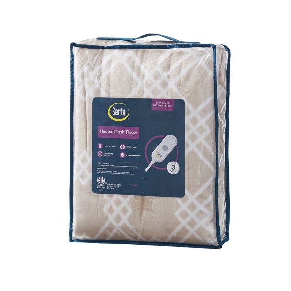 Serta Geometric Printed Plush To Sherpa Heated Throw - Image 20