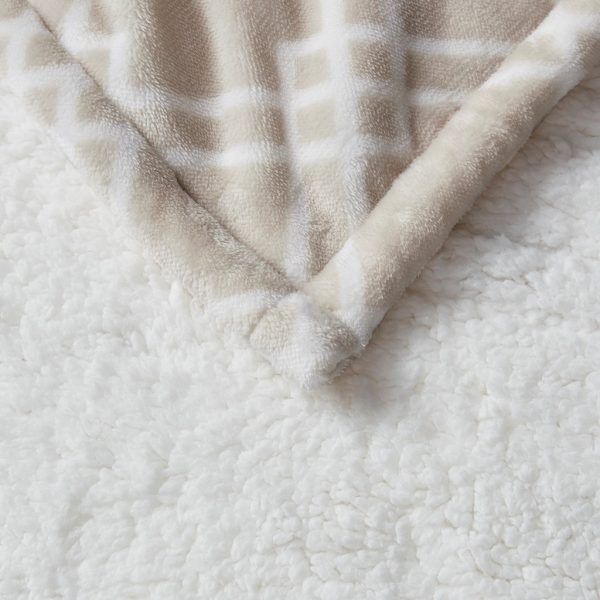 Serta Geometric Printed Plush To Sherpa Heated Throw - Image 22