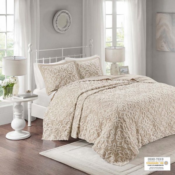 Madison Park Sabrina 3PC Tufted Cotton Chenille Bedspread Set