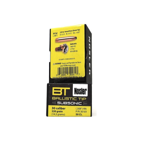 Palle Nosler Ballistic Tip Subsonic cal. 30 (308") 220gr #30181 - 50pz