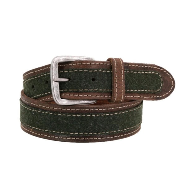 MANDLING O - Cintura Uomo in Pelle + Loden Olive