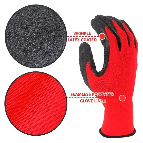 Guante Nylon y Nitrilo Corrugado Rojo - Image 2
