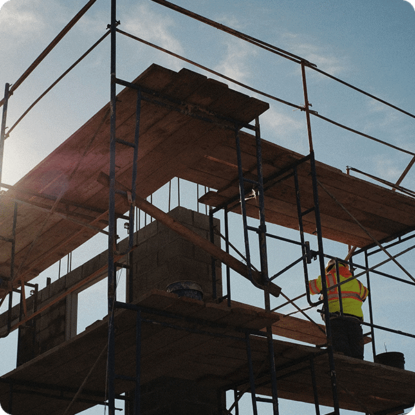 Residential scaffolding on a new build property in South West England.